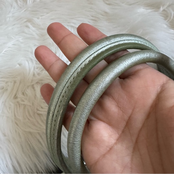 Coach Metallic Green and Tan Woven Satchel - Picture 12 of 16